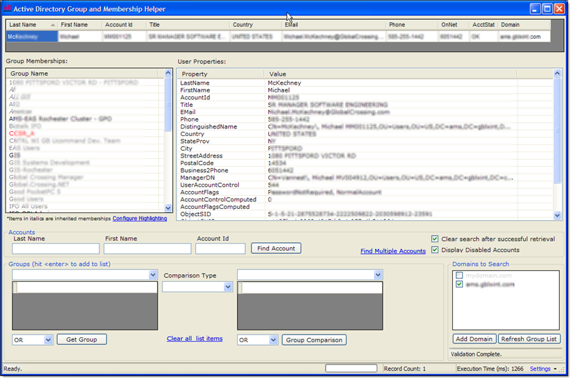 Single user result view